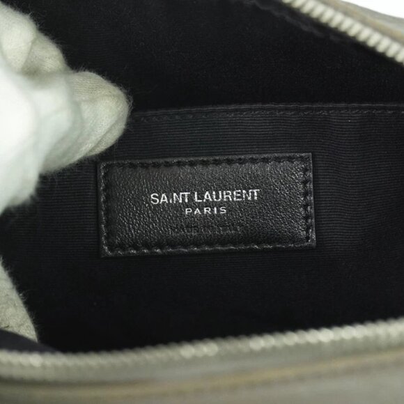 SAINT LAURENT Lou Leather Shoulder Crossbody Camera Bag Gray YSL - Picture 8 of 10